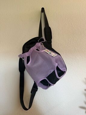 NWT Pawaboo Travel Pet Carrier Backpack Purple Mesh Front
